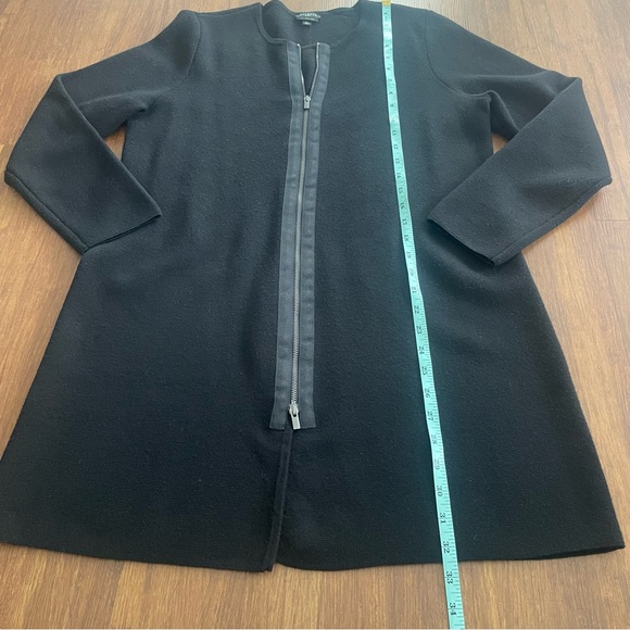 Talbots Pure Merino Wool Sweater Women Large Petite Black Longline Zip Cardigan - Picture 7 of 9